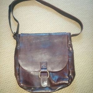 Large brown leather messenger bag